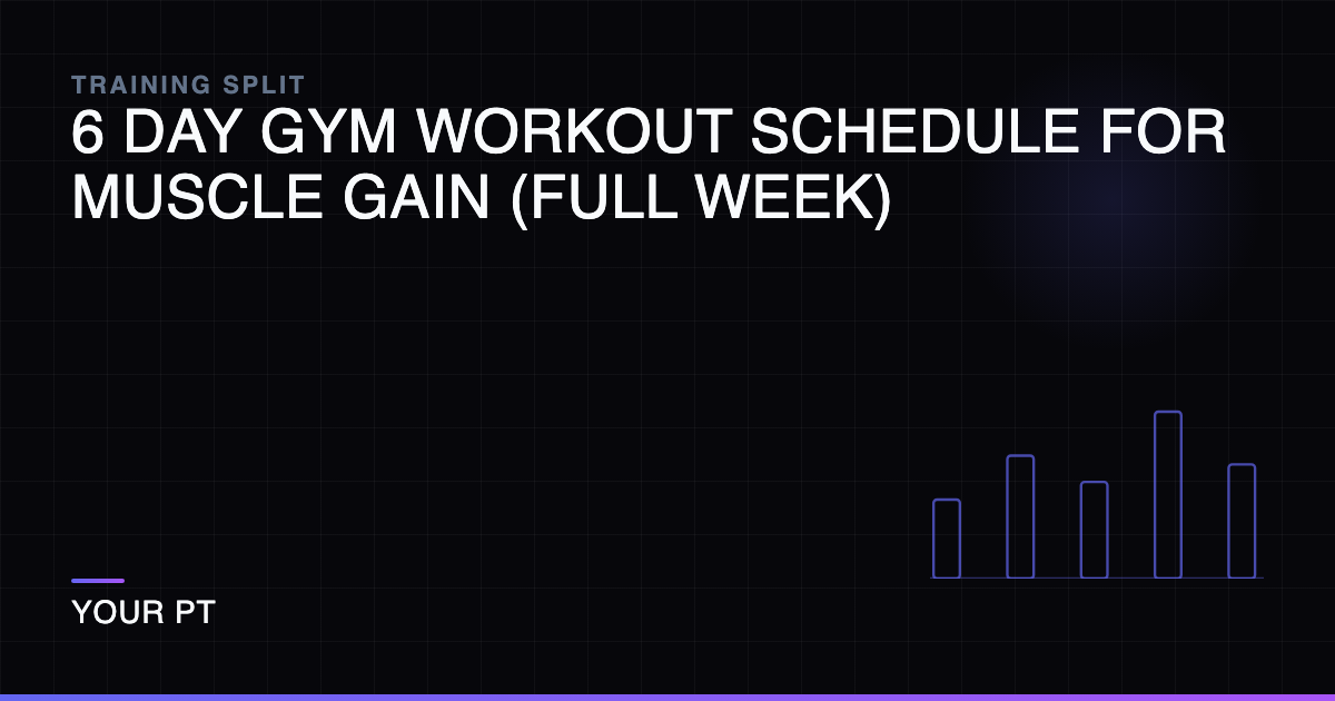 6 Day Gym Workout Schedule for Muscle Gain (Full Week)